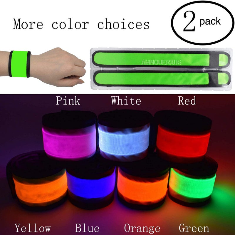 AMNQUERXUS LED Slap Bracelets Light Up Armbands Glow in The Dark Fashing Wristbands Wrist Bands Safety Reflective Running Gear for Runners Walkers Walking Jogging, Fits Men Women (2 - Green) - Image 3